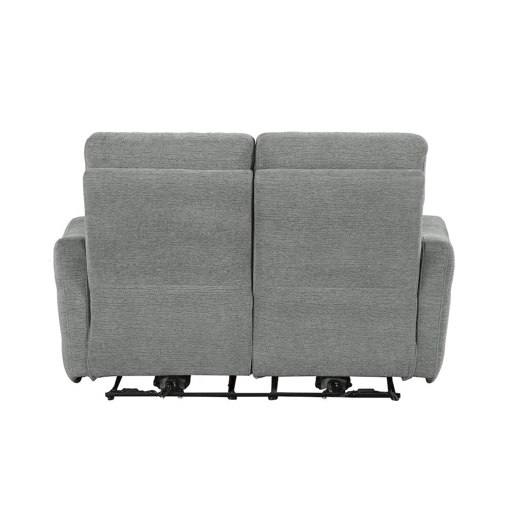 Edition Faux Leather Power Double Reclining Love Seat in Gray