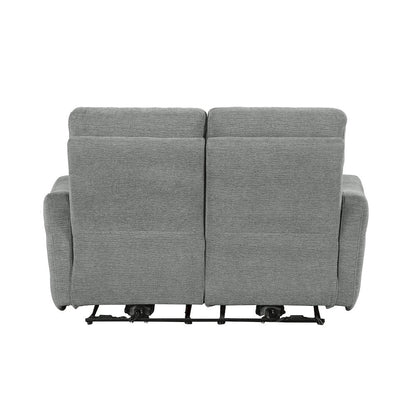 Edition Faux Leather Power Double Reclining Love Seat in Gray