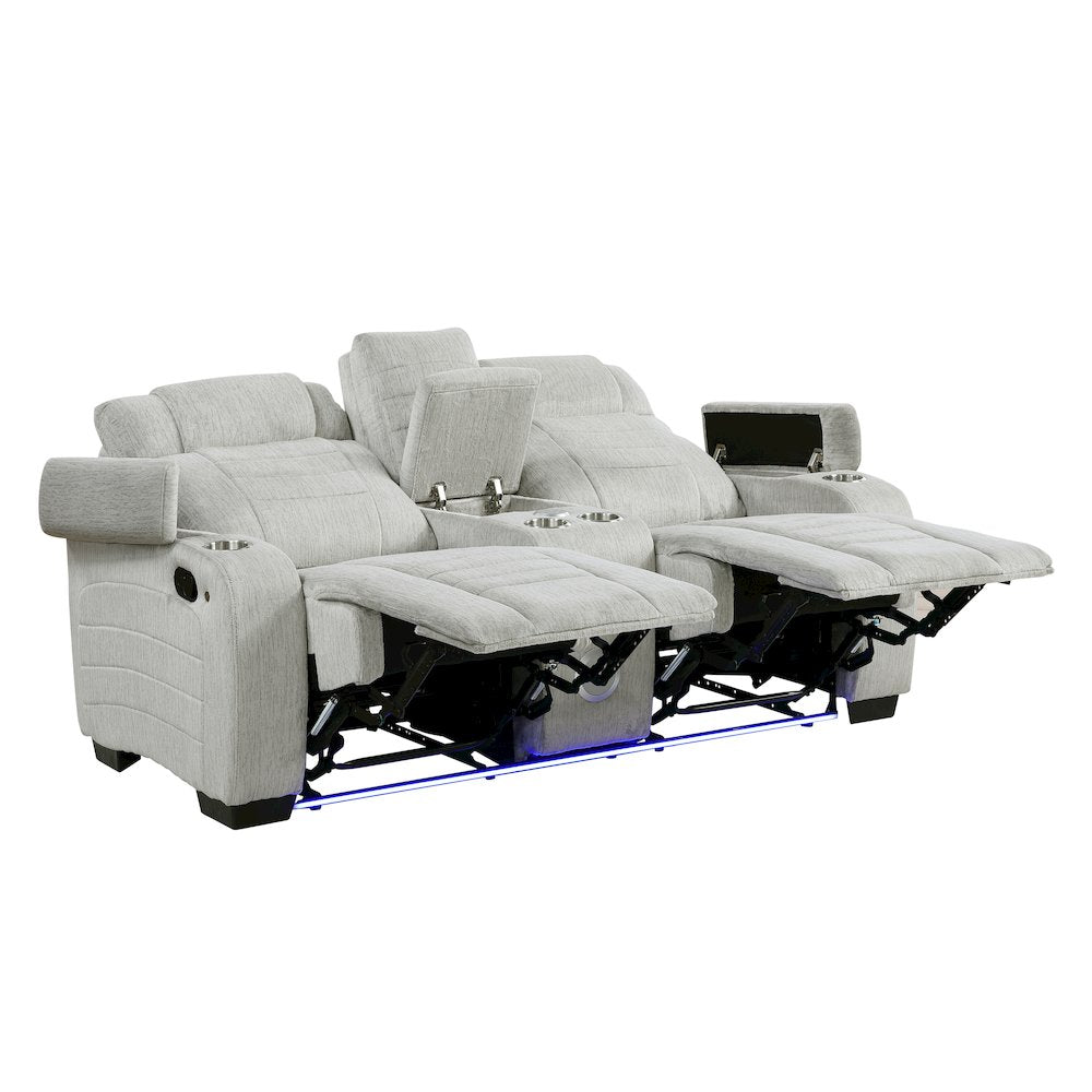 Ronan Microfiber 2pc Set: Sofa, Love in Light Gray