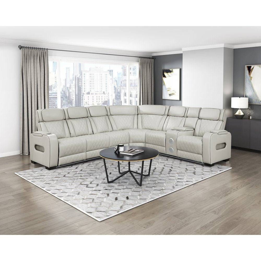 Fairway Faux Leather 3-Piece Power Reclining Sectional in Taupe