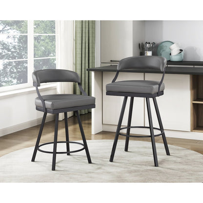 Crowley Faux leather Swivel Counter Height Chair in Gray