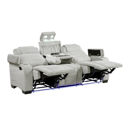 Ronan Microfiber 3pc Set: Sofa, Love, Chair in Light Gray