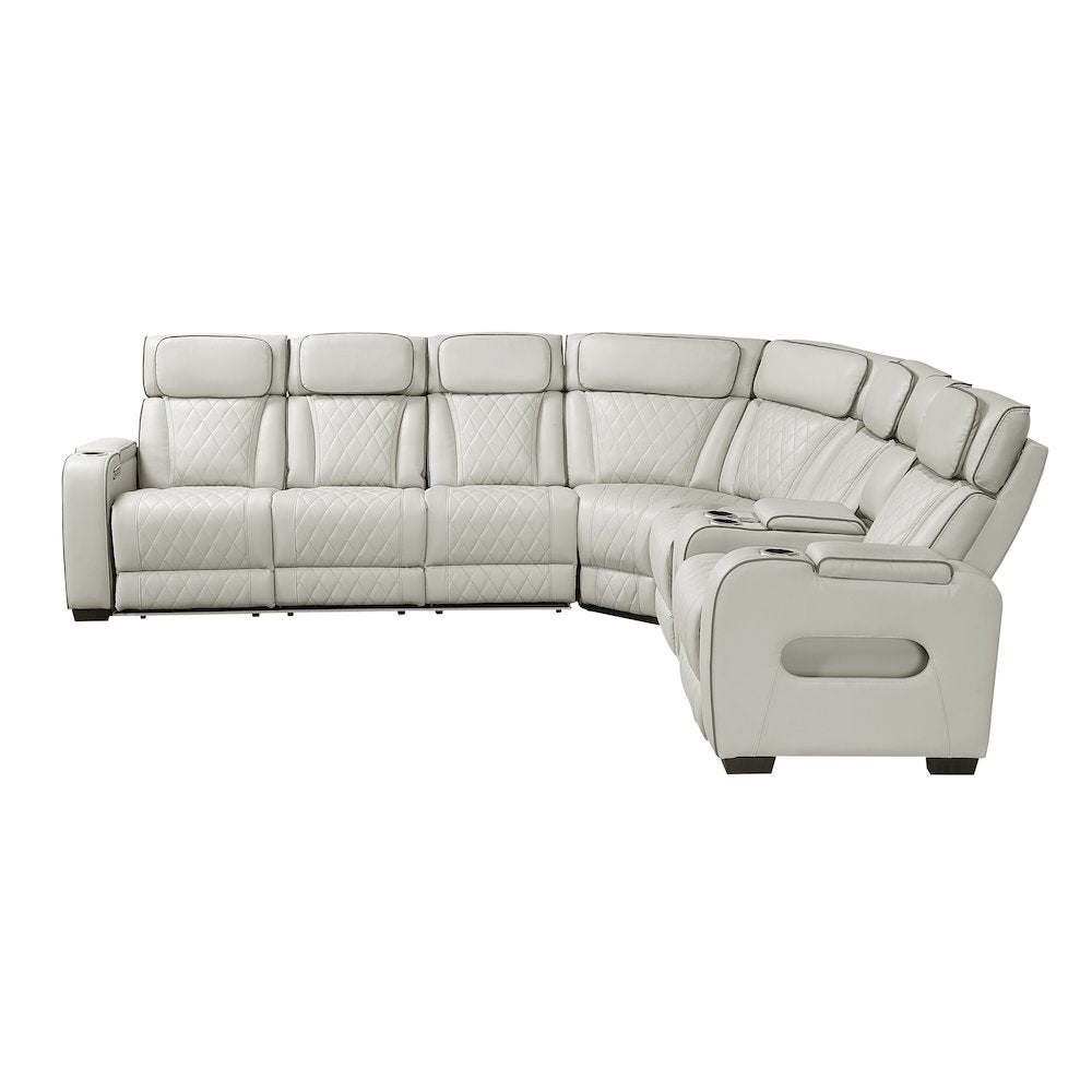 Fairway Faux Leather 3-Piece Power Reclining Sectional in Taupe