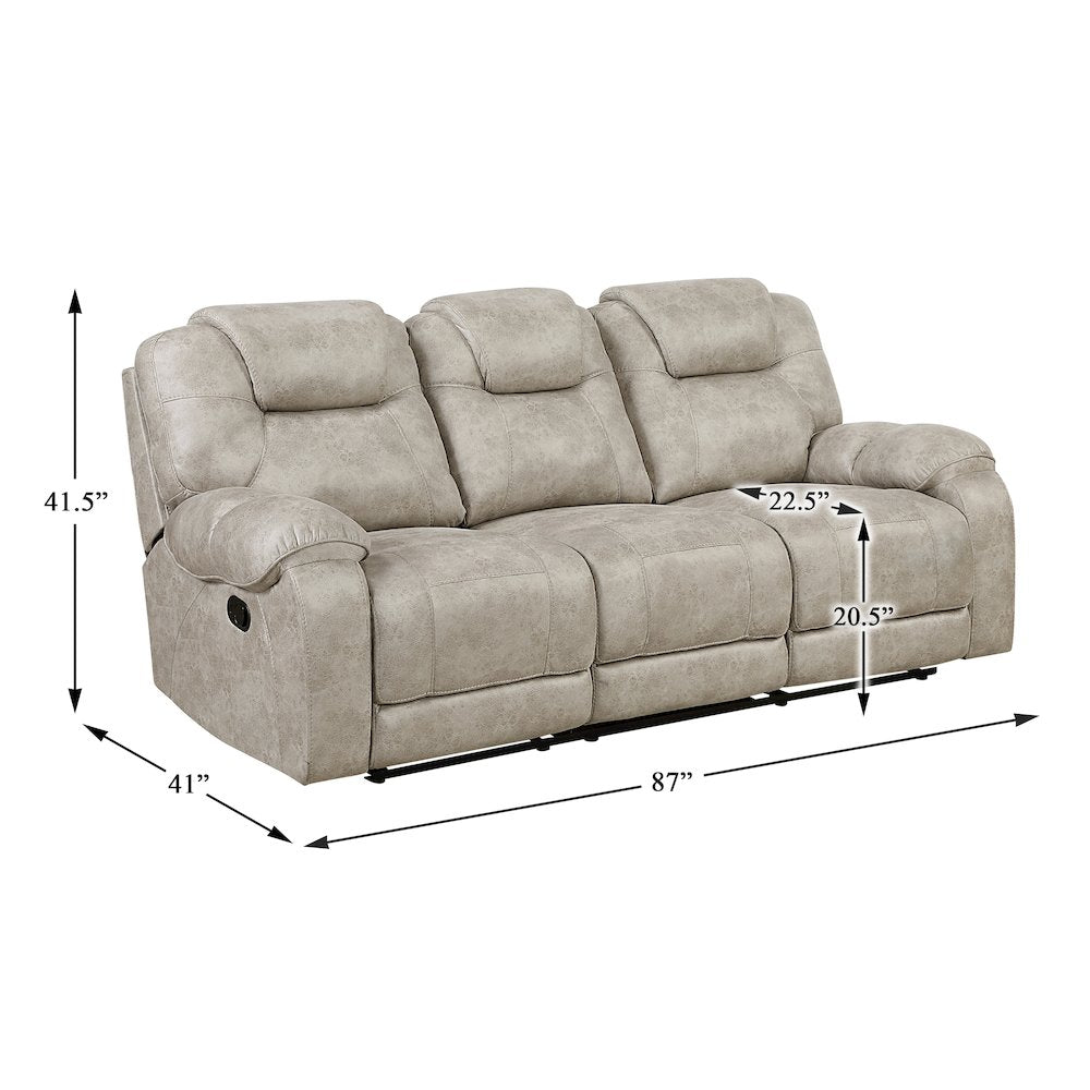 Gainesville Microfiber 3pc Set: Sofa, Love, Chair in Pewter