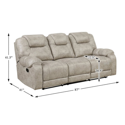 Gainesville Microfiber 3pc Set: Sofa, Love, Chair in Pewter