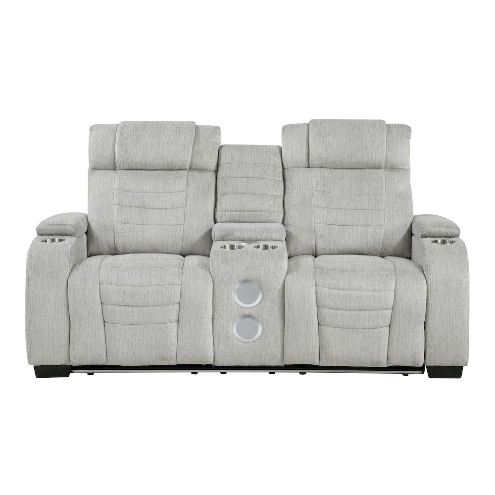 Ronan Microfiber 2pc Set: Sofa, Love in Light Gray