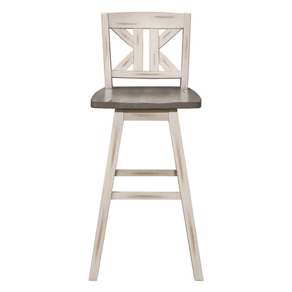 Amsonia Solid Wood Swivel Pub Height Chair, set of 2 in Gray and White