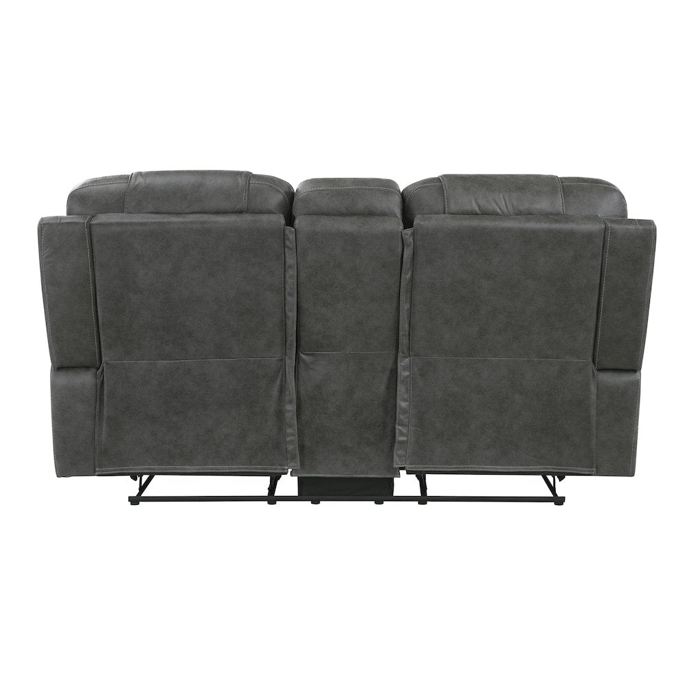 Oberon Microfiber 2pc Set: Sofa, Loveseat in Dark Gray