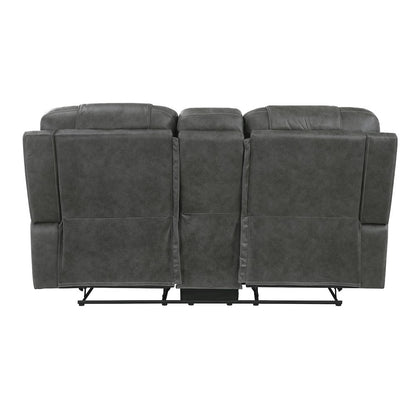 Oberon Microfiber 2pc Set: Sofa, Loveseat in Dark Gray