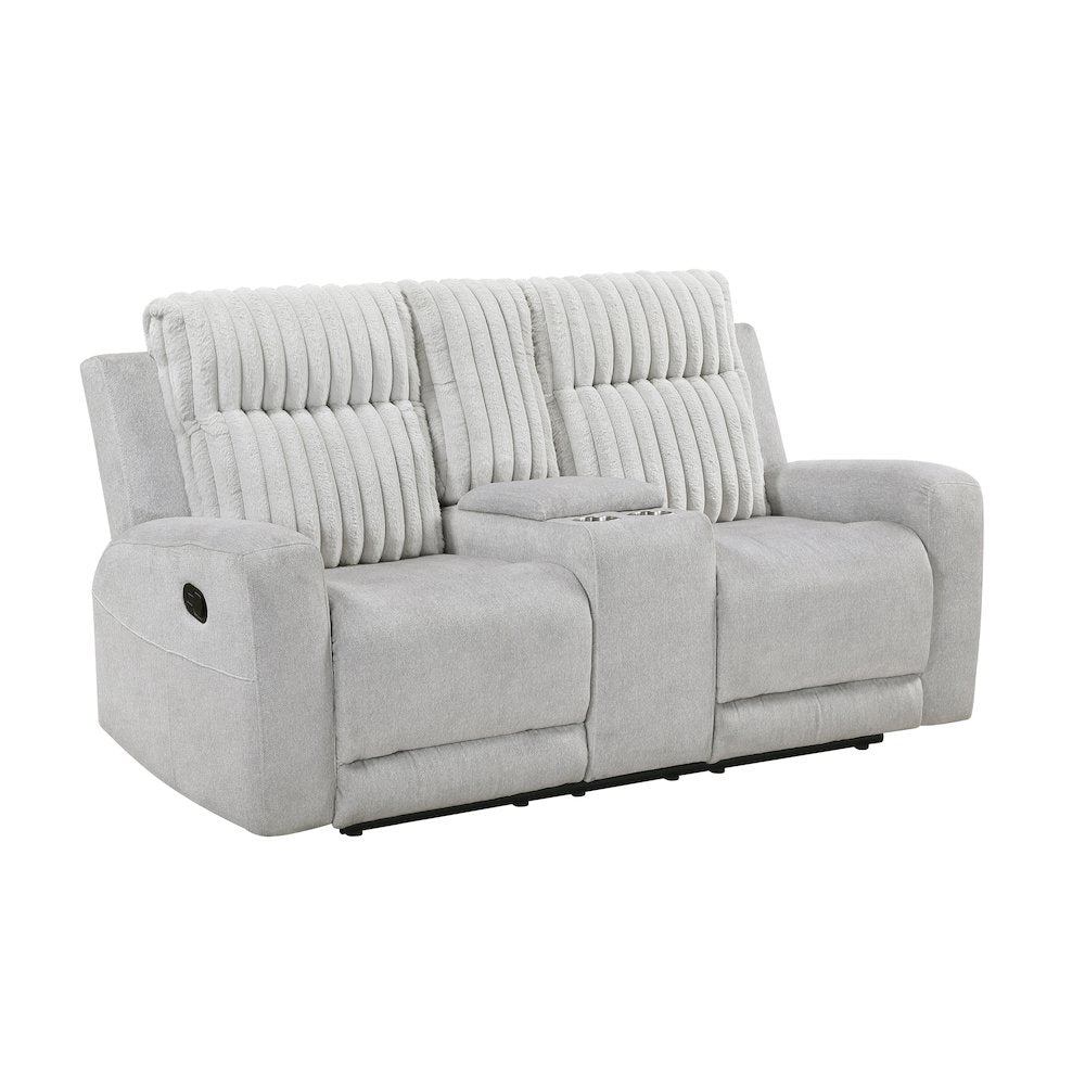Benton Corduroy 2pc Set: Sofa, Love in Light Gray