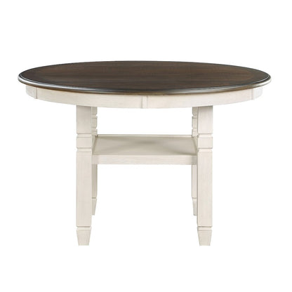 Asher Wood Dining Room Table in Brown and Antique White Finish