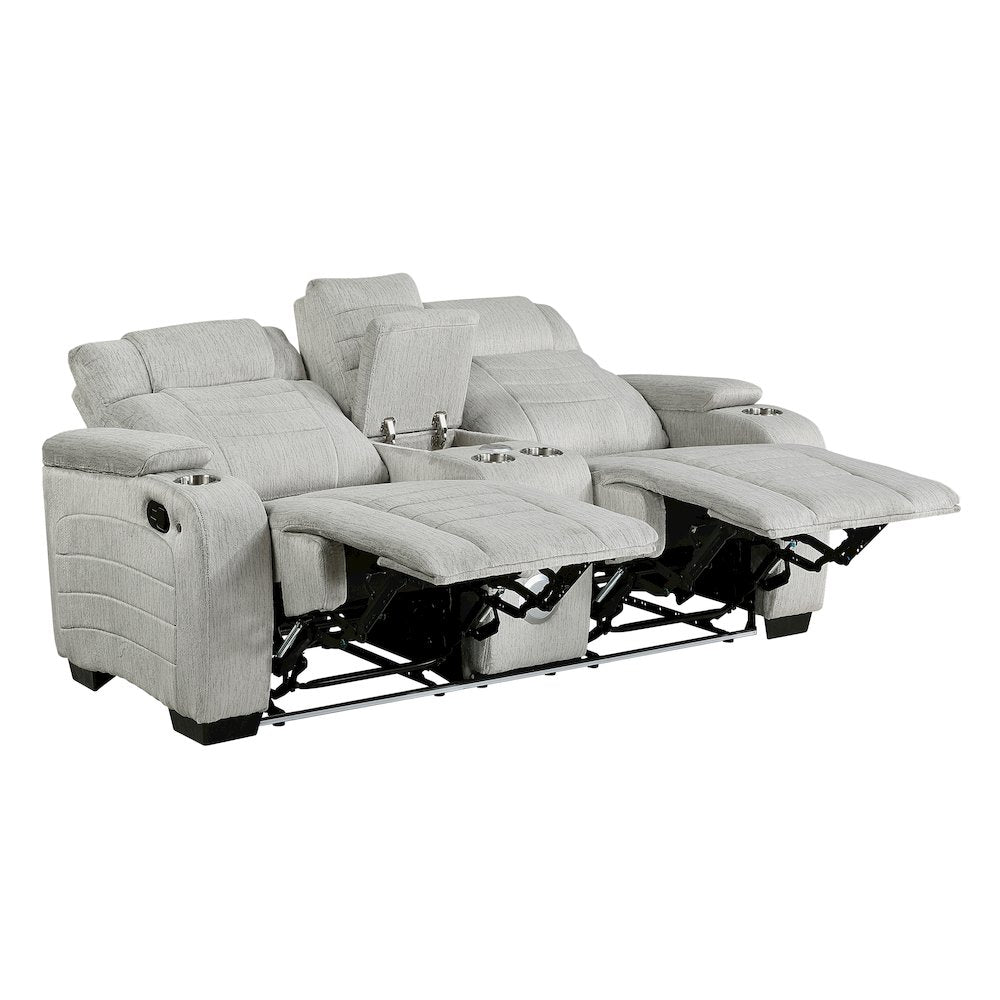 Ronan Microfiber 2pc Set: Sofa, Love in Light Gray