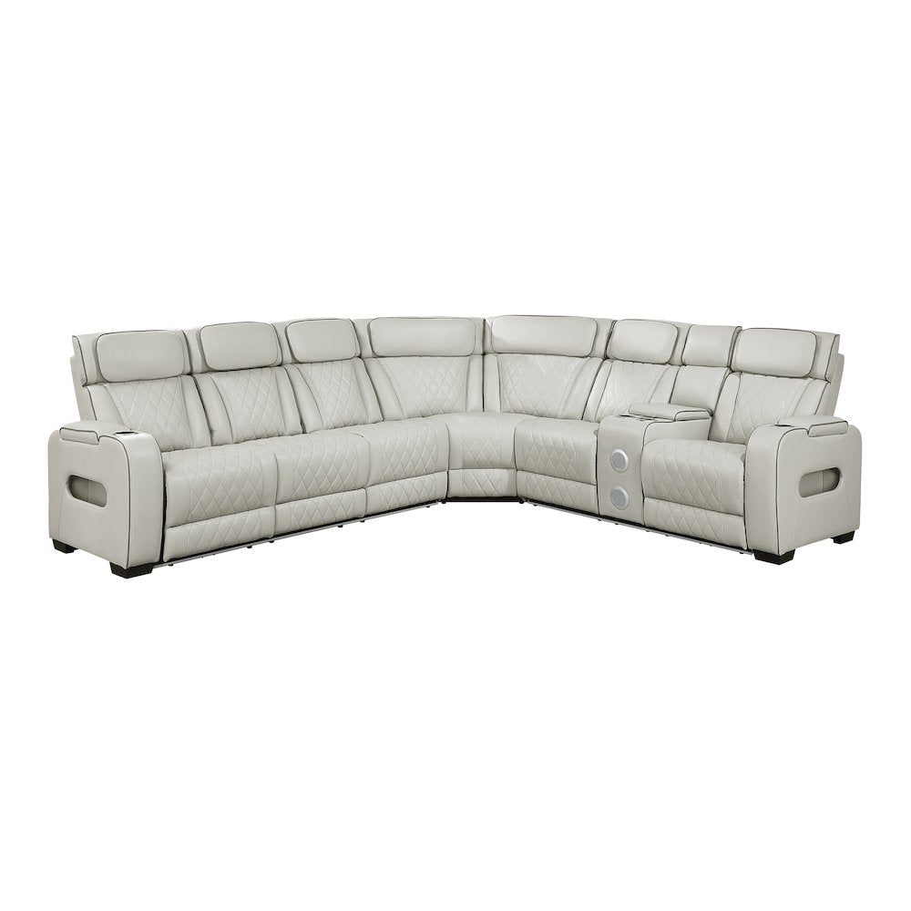 Fairway Faux Leather 3-Piece Power Reclining Sectional in Taupe