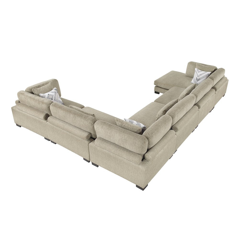 Corydon Microfiber 6-Piece Modular Sectional with Chaise in Brown