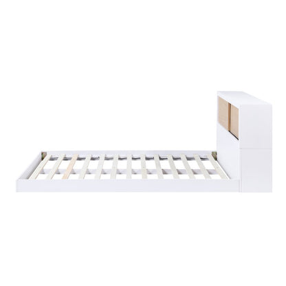Asker Asian Hardwood Full Bookcase Bed in 2-Tone (White and Natural)