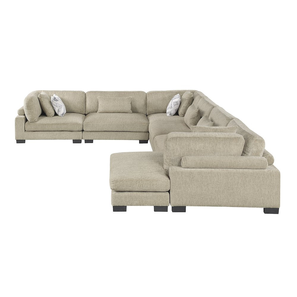 Corydon Microfiber 6-Piece Modular Sectional with Chaise in Brown