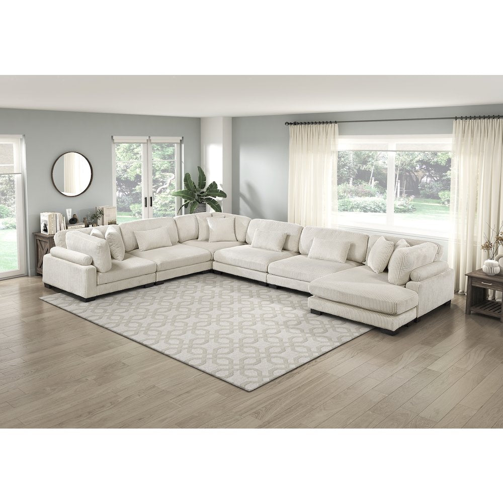 Traverse Corduroy 6-Piece Modular Sectional with chaise in Beige