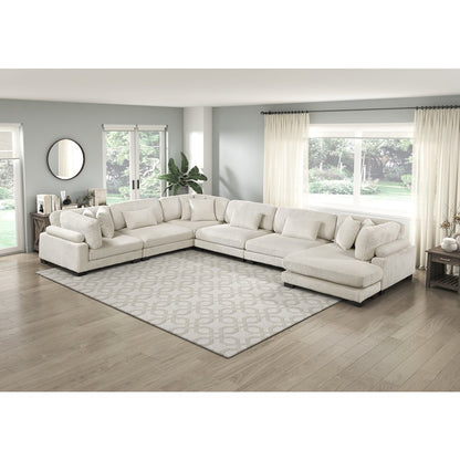 Traverse Corduroy 6-Piece Modular Sectional with chaise in Beige