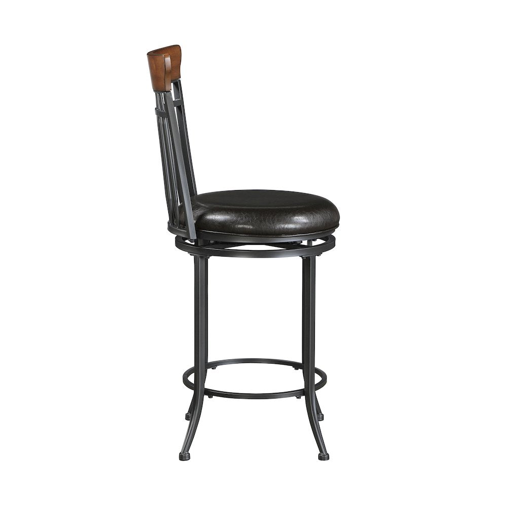 Ira Faux Leather Swivel Counter Height Chair in Brown