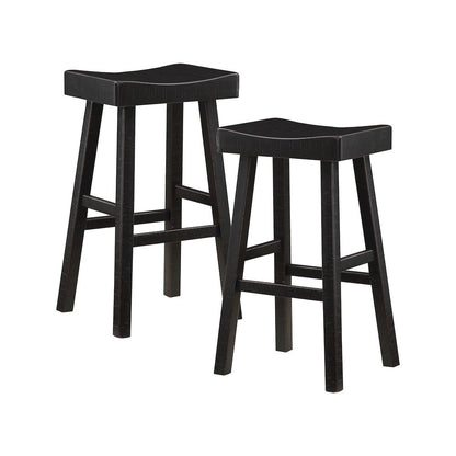 Caspian Solid Wood 29" Stool, Black color in Black finish