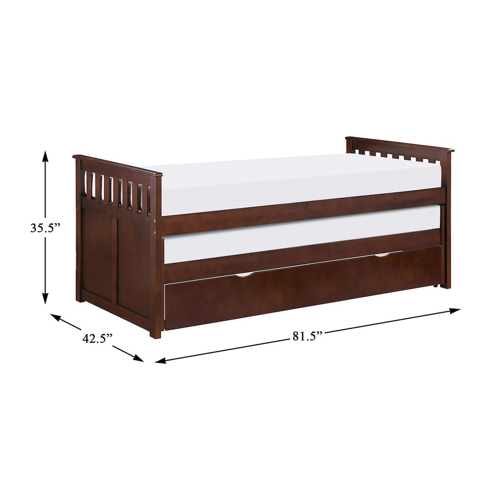 Rowe Pine Twin/Twin Bed with Twin Trundle in Dark Cherry