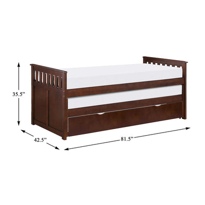 Rowe Pine Twin/Twin Bed with Twin Trundle in Dark Cherry