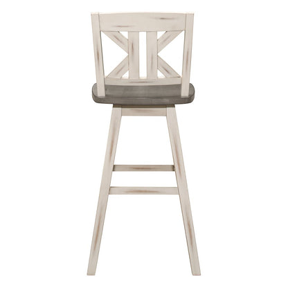 Amsonia Solid Wood Swivel Pub Height Chair, set of 2 in Gray and White