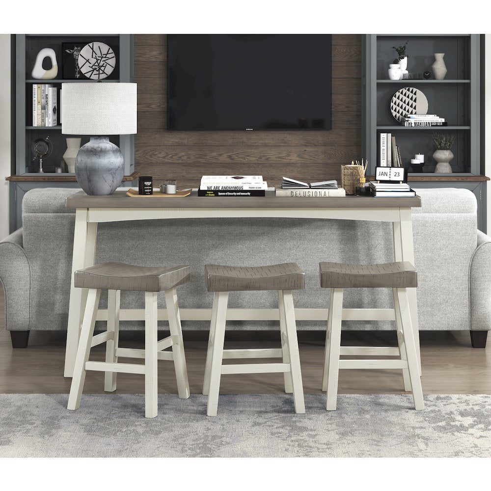 Caspian Solid Wood Counter Height Set (set of 4) in White and Coffee