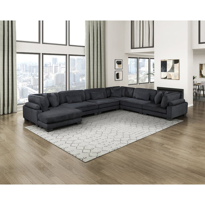 Traverse Corduroy 6-Piece Modular Sectional with chaise in Black