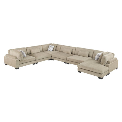 Corydon Microfiber 6-Piece Modular Sectional with Chaise in Brown
