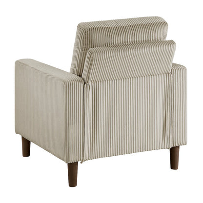 Crandall Corduroy 3pc Set: Sofa, Loveseat, Chair in Taupe
