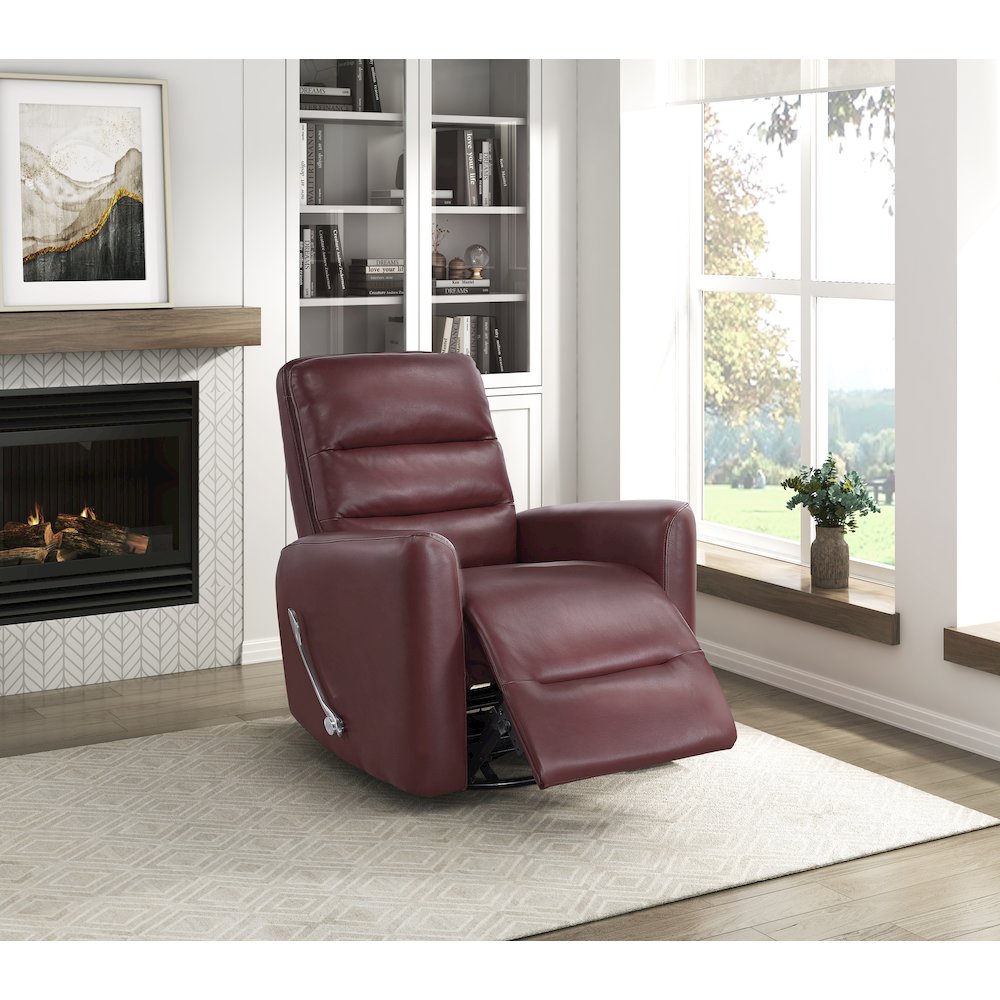 Dimitri Faux Leather Swivel Glider Reclining Chair in Red