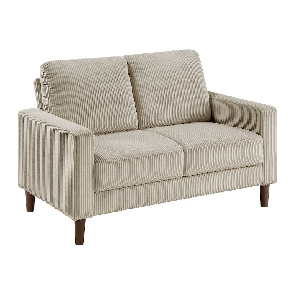 Crandall Corduroy 3pc Set: Sofa, Loveseat, Chair in Taupe