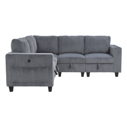 Walterboro Corduroy 5-Piece Sectional with Storage in Dark Gray