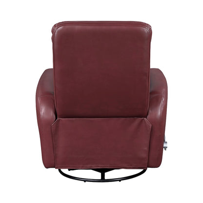 Dimitri Faux Leather Swivel Glider Reclining Chair in Red