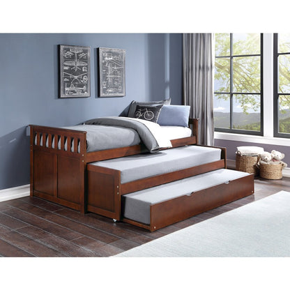 Rowe Pine Twin/Twin Bed with Twin Trundle in Dark Cherry