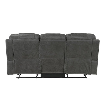 Oberon Microfiber 2pc Set: Sofa, Loveseat in Dark Gray