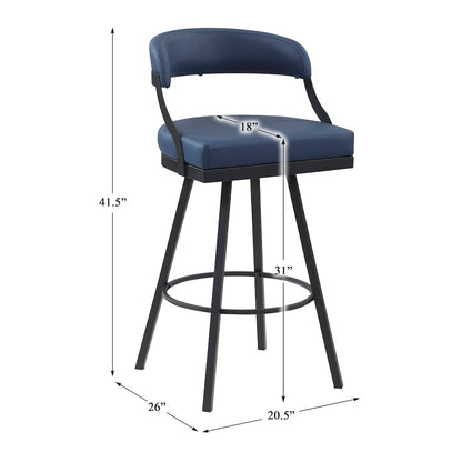 Crowley Faux leather Swivel Pub Height Chair in Blue