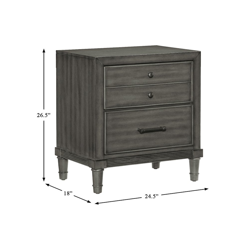 Wittenberry Asian Hardwood Nightstand in Gray