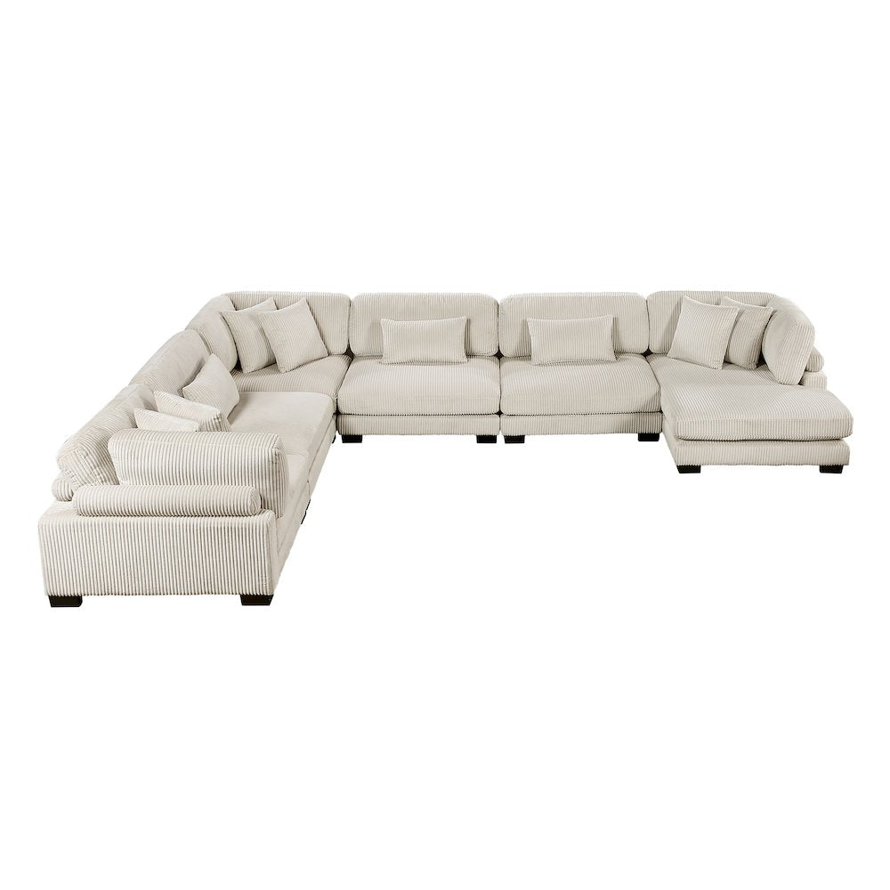 Traverse Corduroy 6-Piece Modular Sectional with chaise in Beige