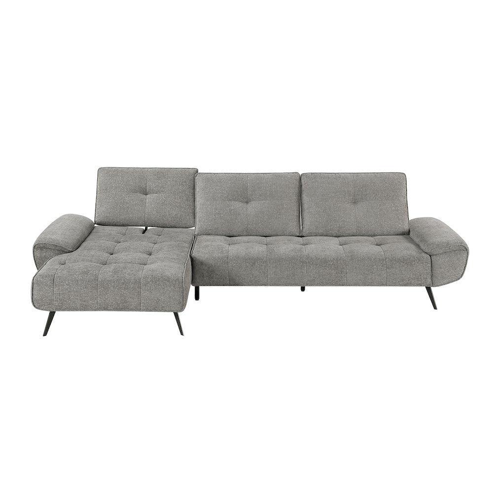 Dominic Chenille 2-Piece Sectional with Left Chaise in Dove Gray