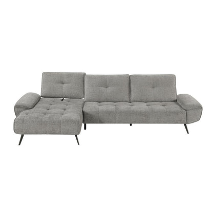 Dominic Chenille 2-Piece Sectional with Left Chaise in Dove Gray