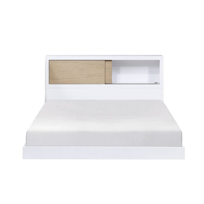 Asker Asian Hardwood Full Bookcase Bed in 2-Tone (White and Natural)