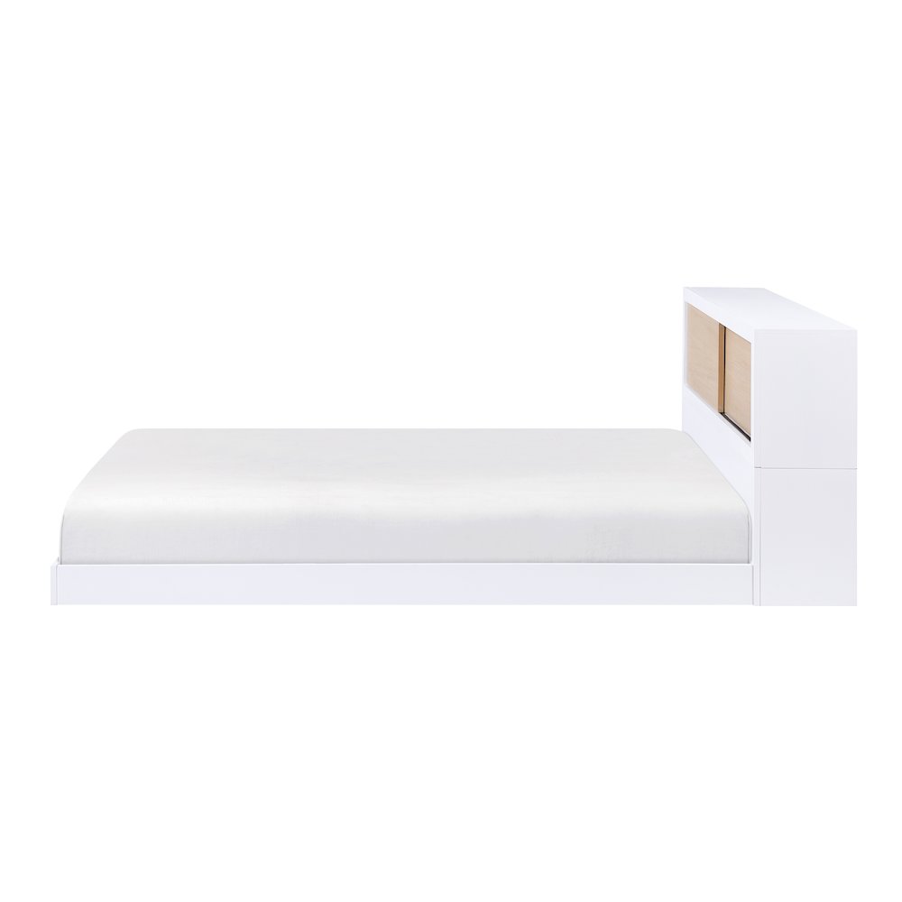 Asker Asian Hardwood Full Bookcase Bed in 2-Tone (White and Natural)