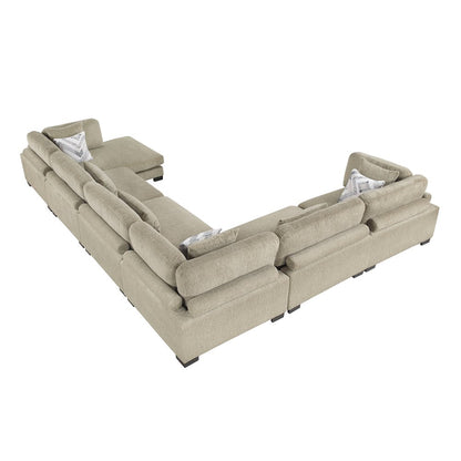 Corydon Microfiber 6-Piece Modular Sectional with Chaise in Brown