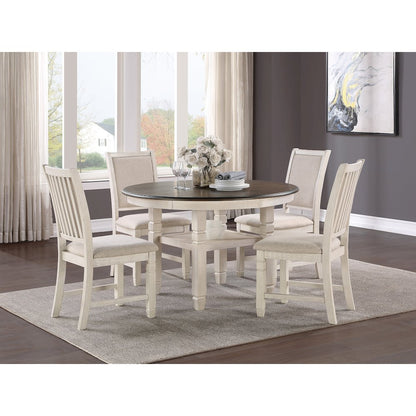 Asher Wood Dining Room Table in Brown and Antique White Finish