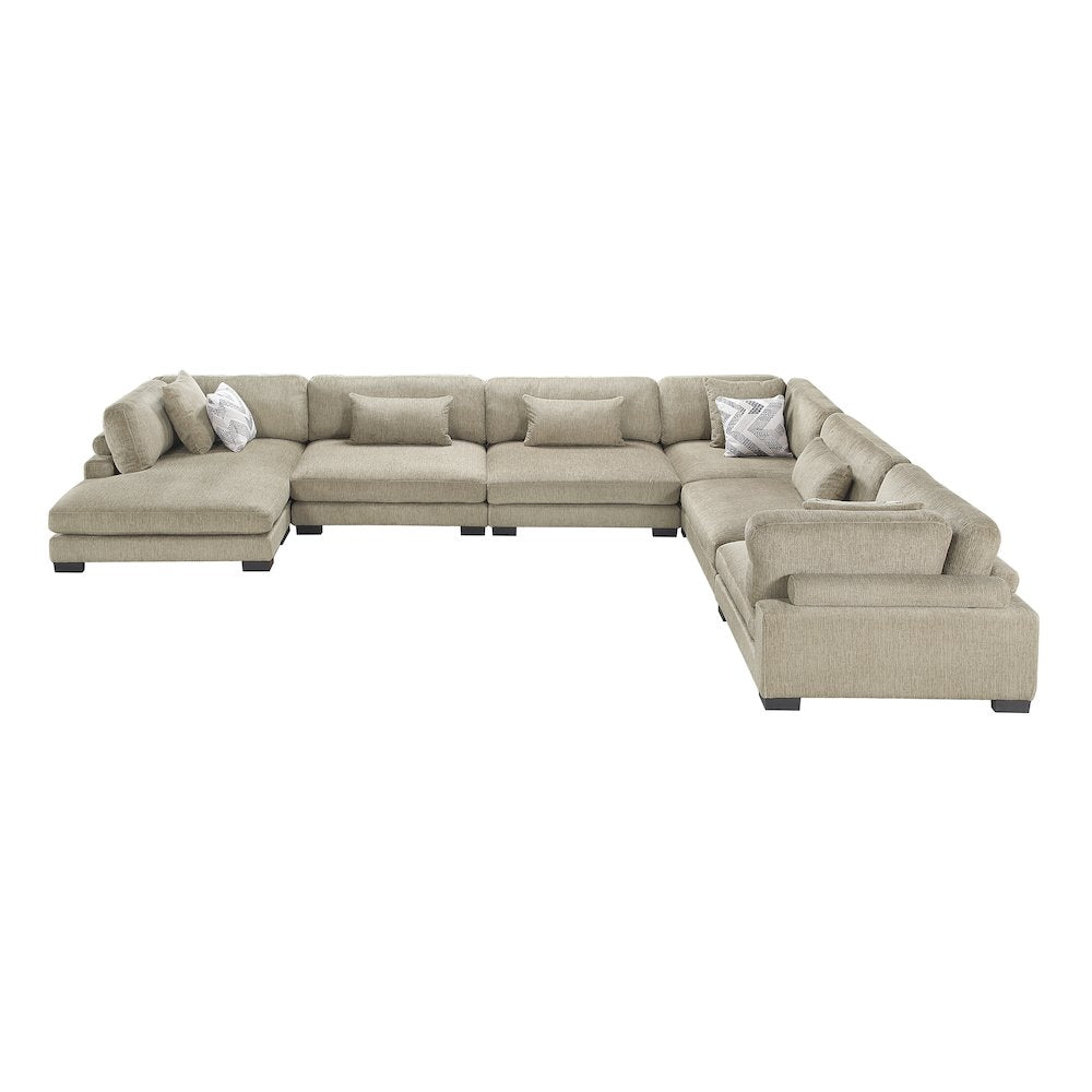 Corydon Microfiber 6-Piece Modular Sectional with Chaise in Brown