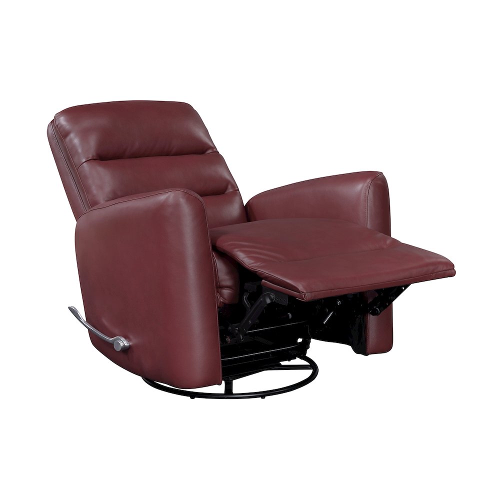 Dimitri Faux Leather Swivel Glider Reclining Chair in Red