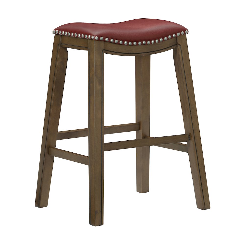 Ordway Solid Wood 29" Height Saddle Stool in Red