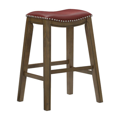 Ordway Solid Wood 29" Height Saddle Stool in Red